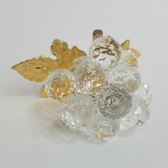 Vintage Heavy Crystal and Brass Grape Cluster Paperweight Art Piece - Picture 3 of 5